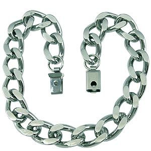 Pulseira masculina grossa de aço inox maciço